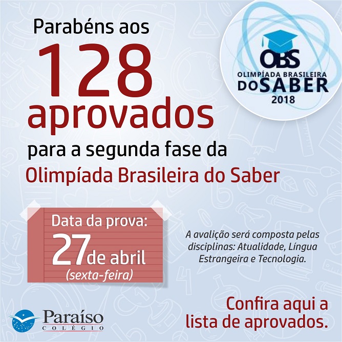 Aprovações - Olimpíada Brasileira do Saber