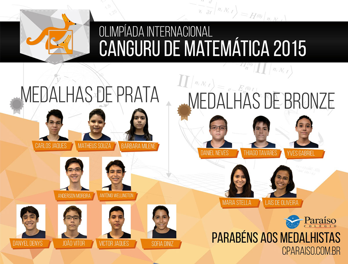 Alunos Paraíso são premiados na Olimpíada Internacional Canguru de Matemática 2015