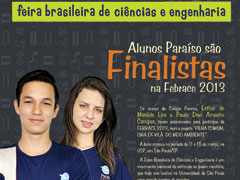 Alunos Paraíso são finalistas da Feira Brasileira de Ciências e Engenharia