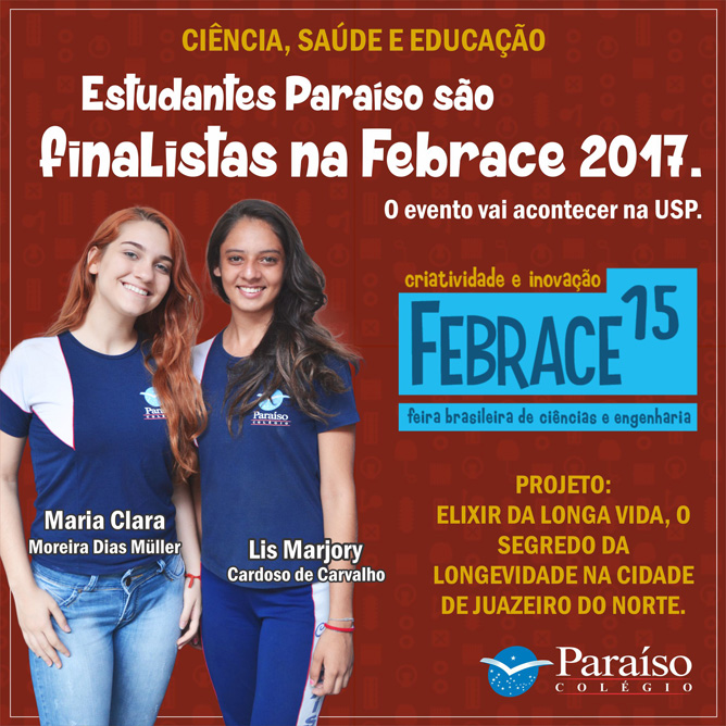 Estudantes Paraíso vão participar da FEBRACE 2017