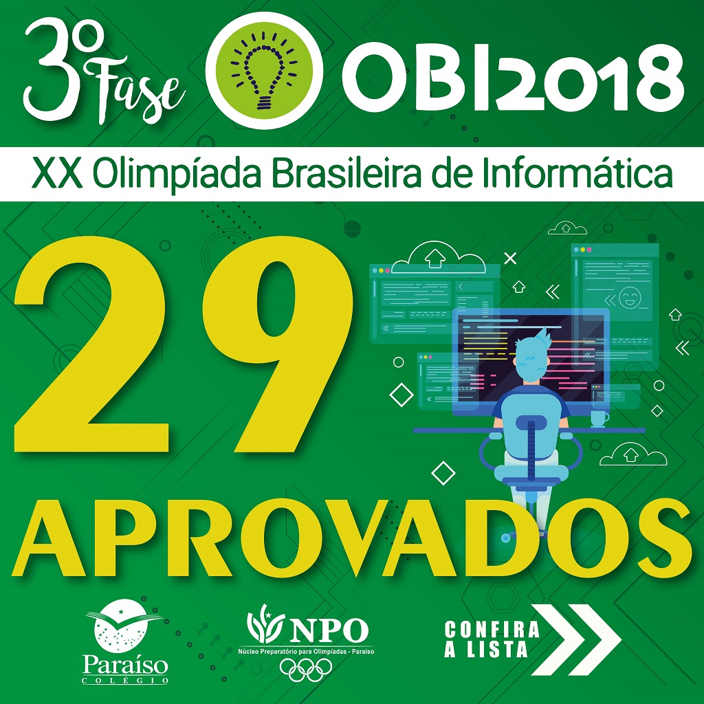 Estudantes aprovados para a 3ª fase da XX Olimpíada Brasileira de Informática
