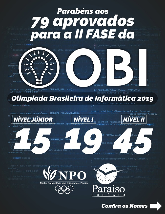 Estudantes Classificados para a II fase da Olimpíada Brasileira de Informática 2019 