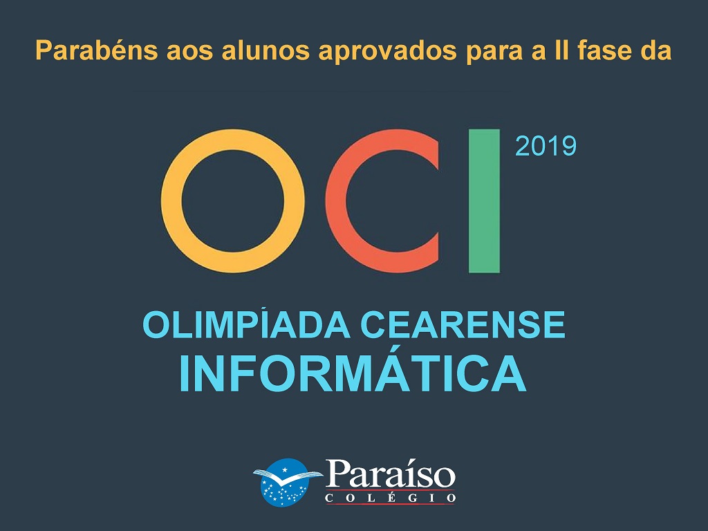 Estudantes classificados para a II fase da Olimpíada Cearense de Informática 2019