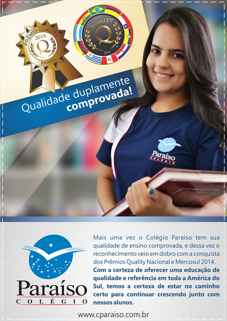 Colégio Paraíso conquista os Prêmios Quality Nacional e Mercosul 2014