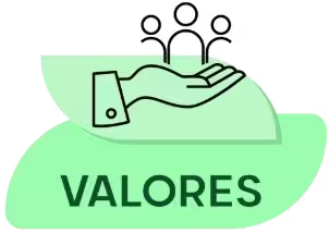 Título valores com desenho de uma mão com pessoas em cima