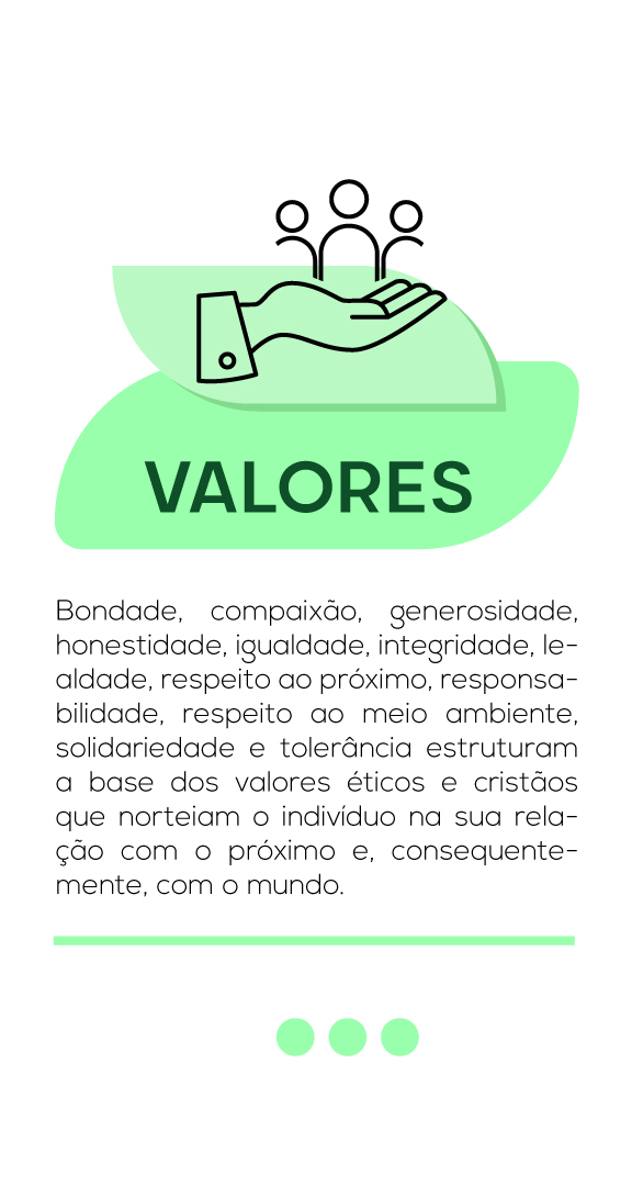 titulo valores com desenho de uma mão com pessoas em cima