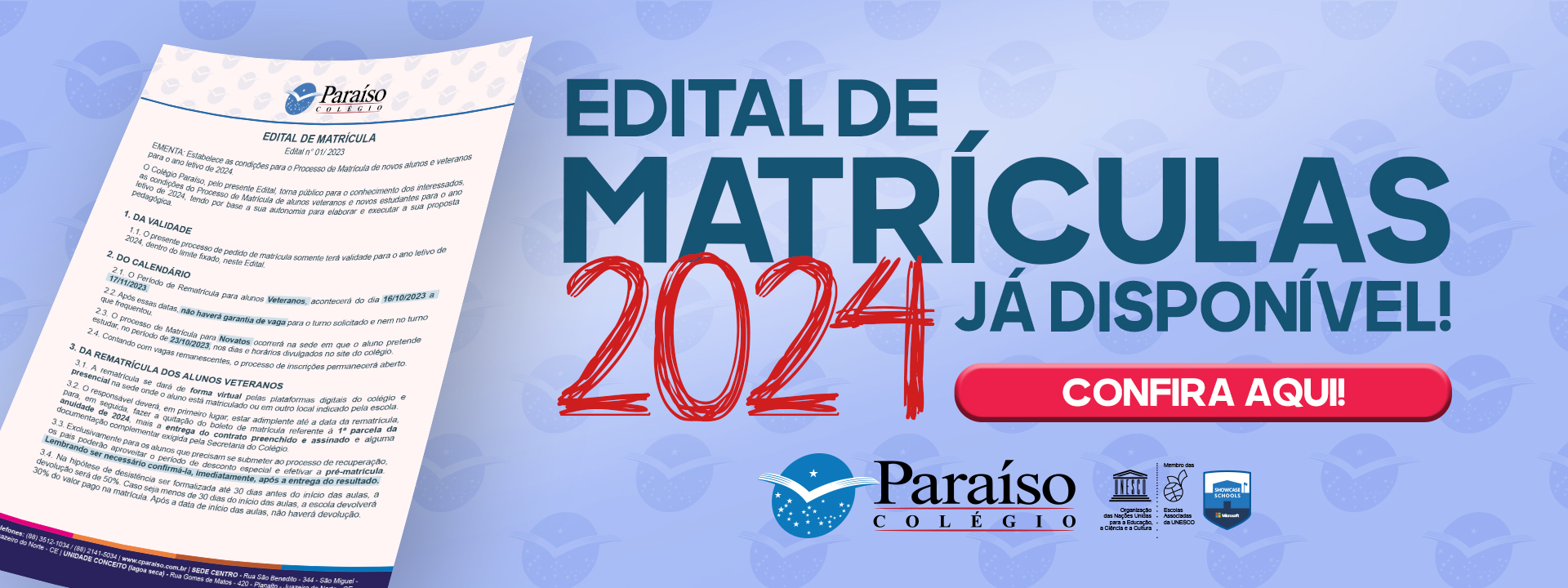 Colégio Paraíso – Matrículas Abertas – 2023